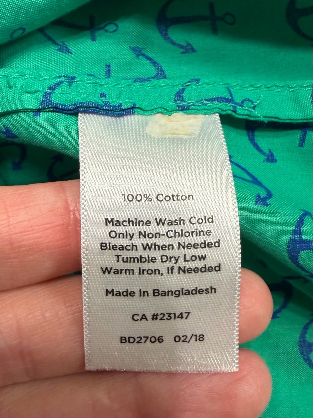 Talbots Green Sleeveless Anchor-Print Shell Top - Picture 4 of 5